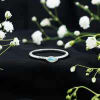 Natural Marquise Ethiopian Rainbow Opal Promise Ring in East West Style