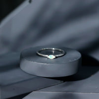 Natural Marquise Ethiopian Rainbow Opal Promise Ring in East West Style