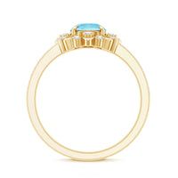 Genuine 0.8 Aquamarine Floral Engagement Ring with Diamond Side Stones