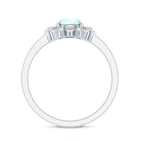 Genuine Ethiopian Opal Flower Engagement Ring with Diamond