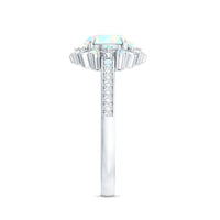 Genuine Ethiopian Opal Flower Engagement Ring with Diamond