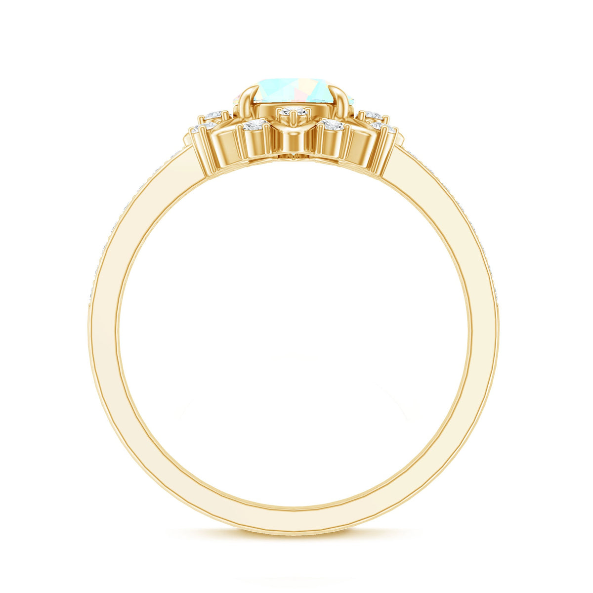 Genuine Ethiopian Opal Flower Engagement Ring with Diamond