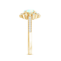 Genuine Ethiopian Opal Flower Engagement Ring with Diamond