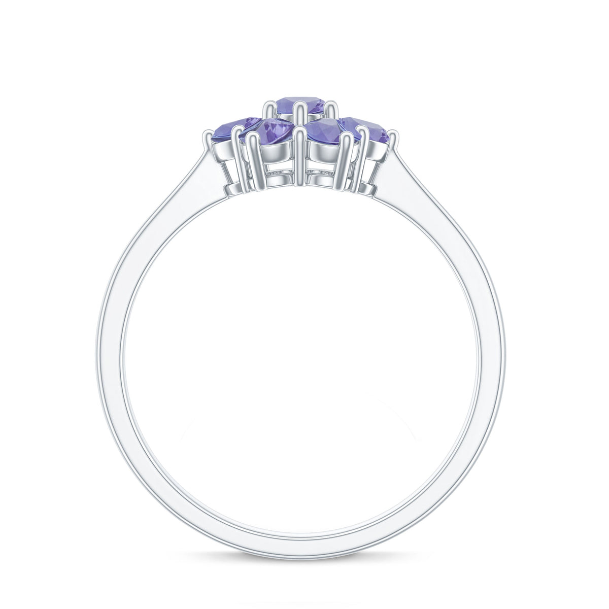 Natural Tanzanite flower cluster engagement ring by Rosec Jewels featuring a vibrant tanzanite gemstone and intricate floral design.