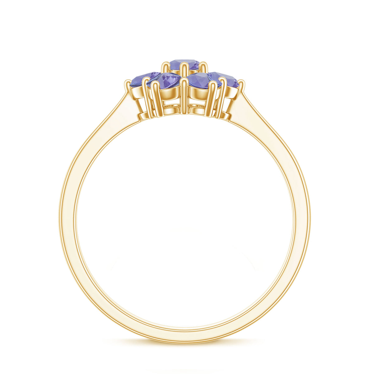 Natural Tanzanite flower cluster engagement ring by Rosec Jewels featuring a vibrant blue tanzanite gemstone surrounded by delicate flower design.