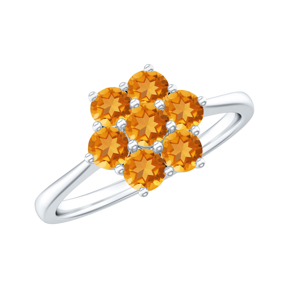 Natural citrine floral engagement ring by Rosec Jewels featuring a detailed floral design and certificate of authenticity.