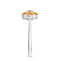Natural citrine floral engagement ring by Rosec Jewels featuring a detailed floral design and a certification document.