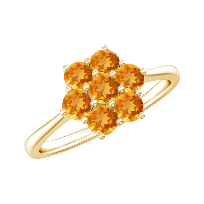Natural Citrine floral engagement ring by Rosec Jewels featuring a large central citrine gemstone and intricate floral design.