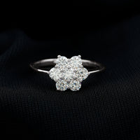 Natural Diamond Flower Cluster Engagement Ring for Women