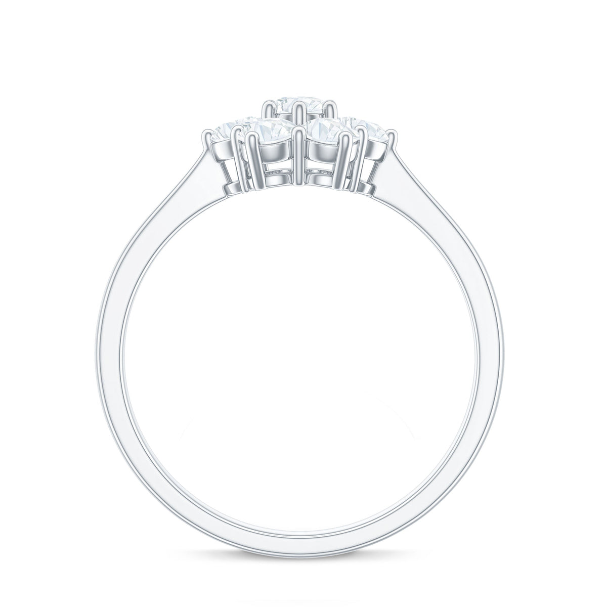 Round moissanite cluster flower engagement ring by Rosec Jewels featuring a floral design with sparkling stone accents.