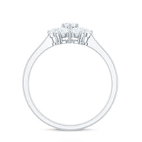Round moissanite cluster flower engagement ring by Rosec Jewels featuring a floral design with sparkling stone accents.