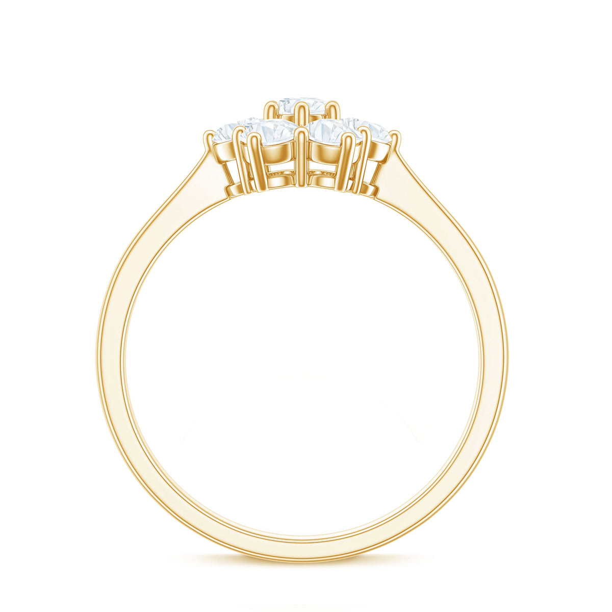 Round shape Moissanite cluster flower engagement ring with intricate band design from Rosec Jewels.