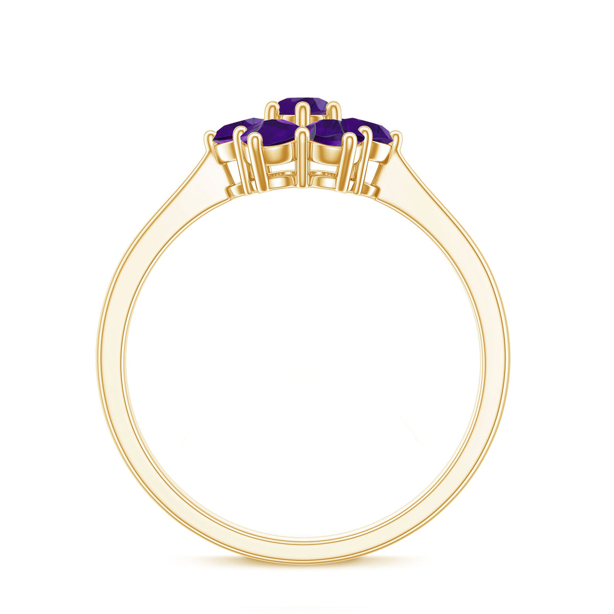Rosec Jewels 3/4 CT round amethyst cluster flower ring with detailed floral design and silver band.