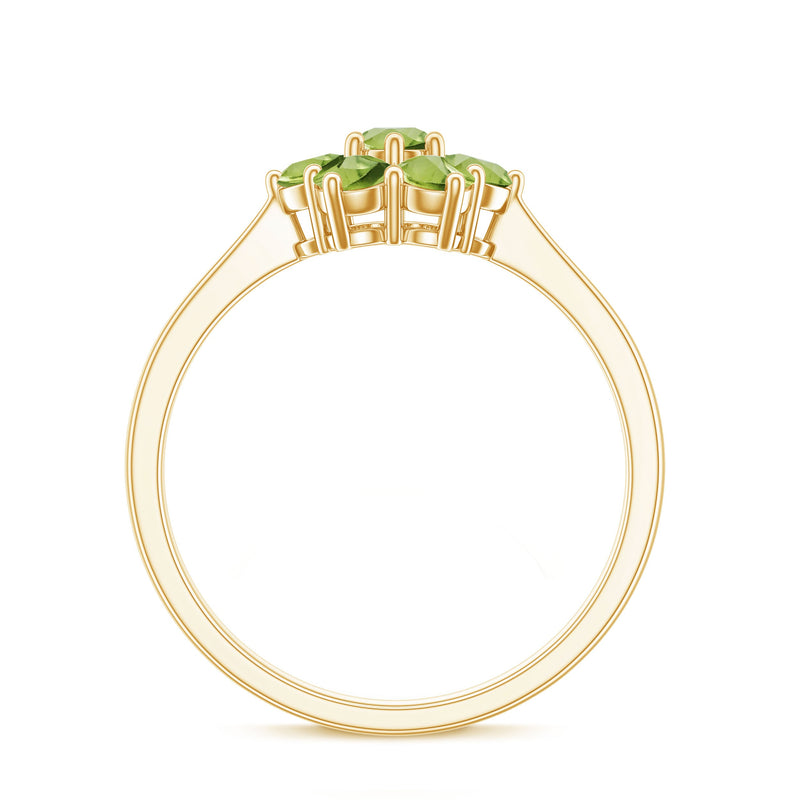 Natural Peridot flower cluster engagement ring from Rosec Jewels, featuring a delicate floral design with vibrant green gemstones.
