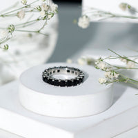 Princess Cut Black Onyx Full Eternity Wedding Band