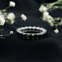 Princess Cut Black Onyx Full Eternity Wedding Band