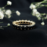 Princess Cut Black Onyx Full Eternity Wedding Band