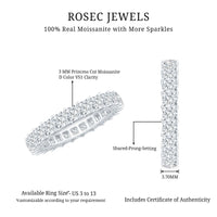 Princess Cut Moissanite Full Eternity Band Ring