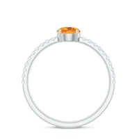 Natural Solitaire Citrine Minimal Engagement Ring with Diamond