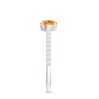 Natural Solitaire Citrine Minimal Engagement Ring with Diamond