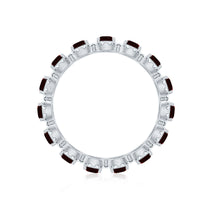 Genuine Garnet Eternity Wedding Band with Moissanite