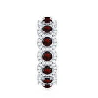 Genuine Garnet Eternity Wedding Band with Moissanite