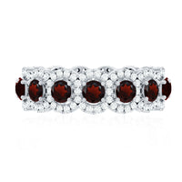 Genuine Garnet Eternity Wedding Band with Moissanite