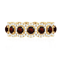 Genuine Garnet Eternity Wedding Band with Moissanite