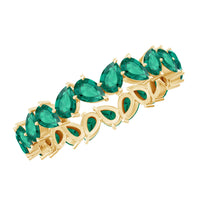Pear Cut Lab Grown Emerald Full Eternity Band Ring