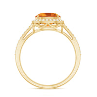 Certified Real 6X8mm Oval Citrine East West Engagement Ring with Diamond Halo