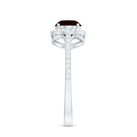 Classic 6X8mm Oval Garnet East West Engagement Ring with Diamond