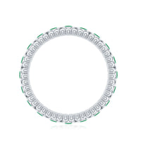 Vintage Inspired Emerald Wedding Band in Bezel Setting