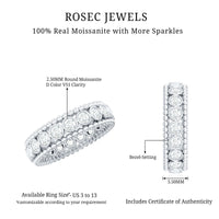 Bezel Set Moissanite Full Eternity Wedding Band with Beaded Detail
