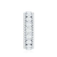 Bezel Set Moissanite Full Eternity Wedding Band with Beaded Detail