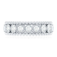 Bezel Set Moissanite Full Eternity Wedding Band with Beaded Detail