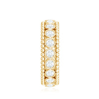 Bezel Set Moissanite Full Eternity Wedding Band with Beaded Detail