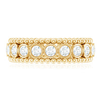 Bezel Set Moissanite Full Eternity Wedding Band with Beaded Detail