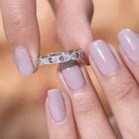 Real Pink Tourmaline and Diamond Eternity Band Ring