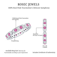 Real Pink Tourmaline and Diamond Eternity Band Ring