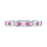 Real Pink Tourmaline and Diamond Eternity Band Ring