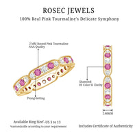 Real Pink Tourmaline and Diamond Eternity Band Ring