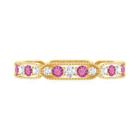 Real Pink Tourmaline and Diamond Eternity Band Ring