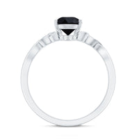 Solitaire Pear Cut Black Onyx Engagement Ring with Celtic Band