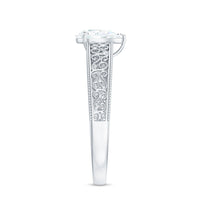Pear Shaped Solitaire Moissanite Filigree Engagement Ring