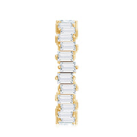 Rosec Jewels baguette shape moissanite eternity wedding band featuring a continuous row of sparkling baguette-cut moissanite stones on a sleek ring.