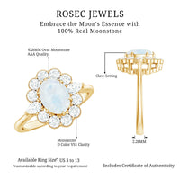 Natural 0.6 Carat Oval Shape Moonstone Engagement Ring With Moissanite