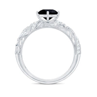 Vintage Inspired Onyx and Diamond Engagement Ring