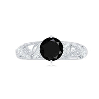 Vintage Inspired Onyx and Diamond Engagement Ring