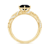 Vintage Inspired Onyx and Diamond Engagement Ring