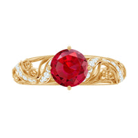 Vintage Looking Lab Ruby and Diamond Engagement Ring